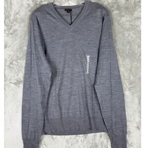 NWT PATRIZIA PEPE Mens XL Grey V-Neck Long Sleeve Wool Sweater